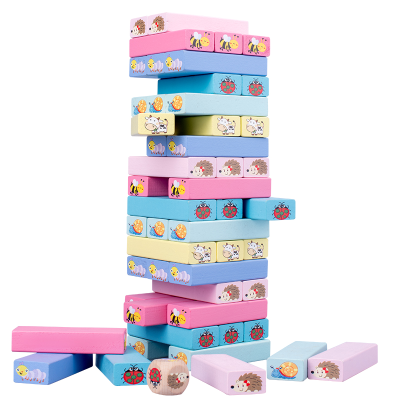 Board Game Jenga - Number Animal Wooden Blocks Game Domino