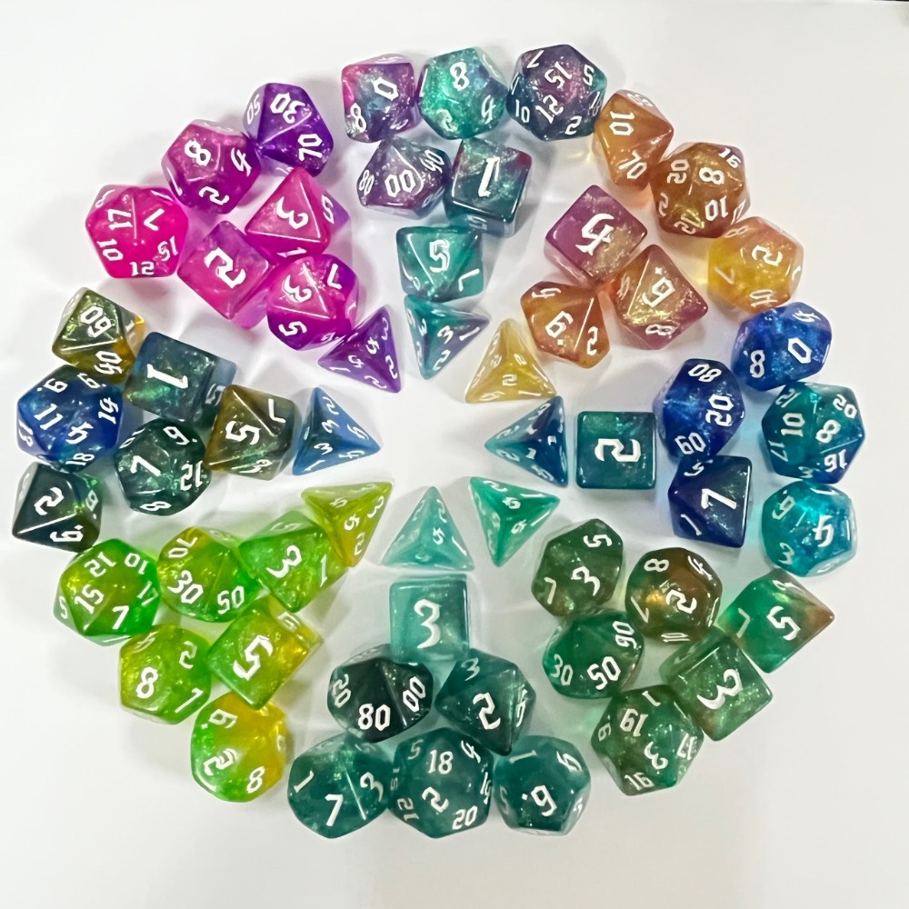 Board Game Font - 7Pcs/set Children Kids Two-tone Polyhedral Dice