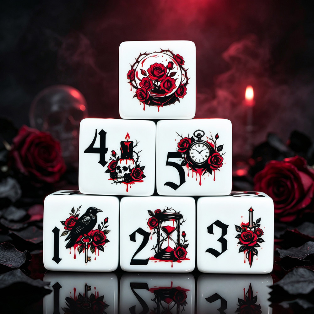 12Pcs Gothic Rose 16MM Printed - Board Game Print 评论和价格