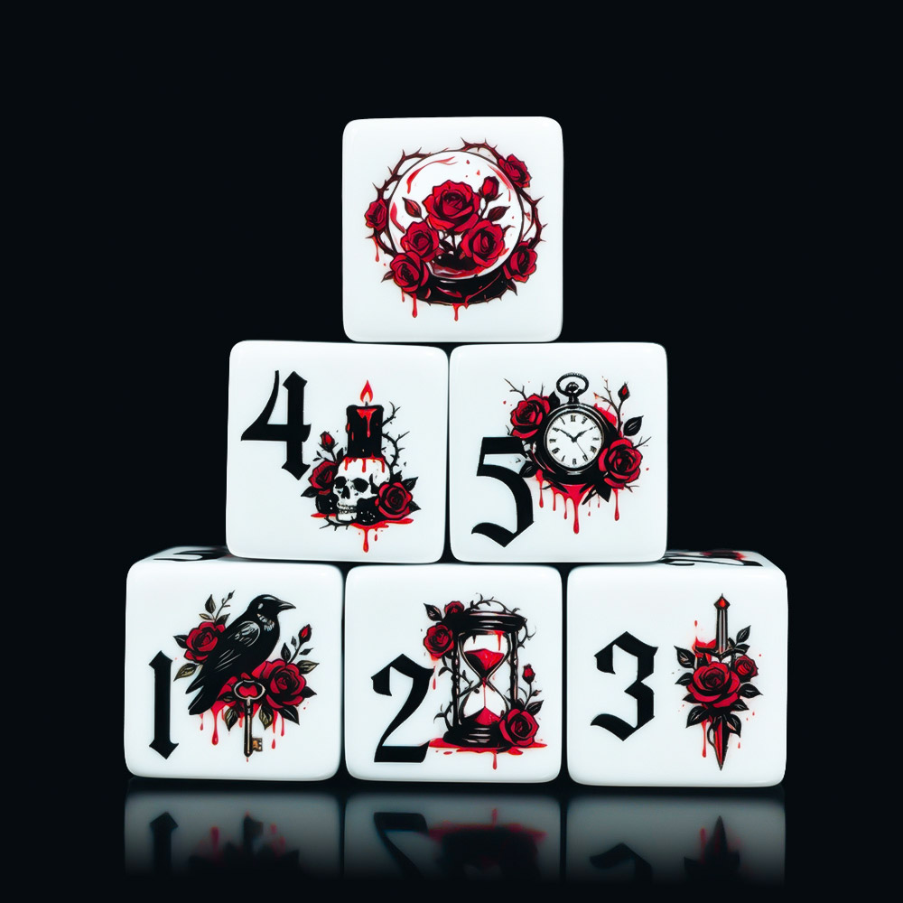 12Pcs Gothic Rose 16MM Printed - Board Game Print 评论和价格