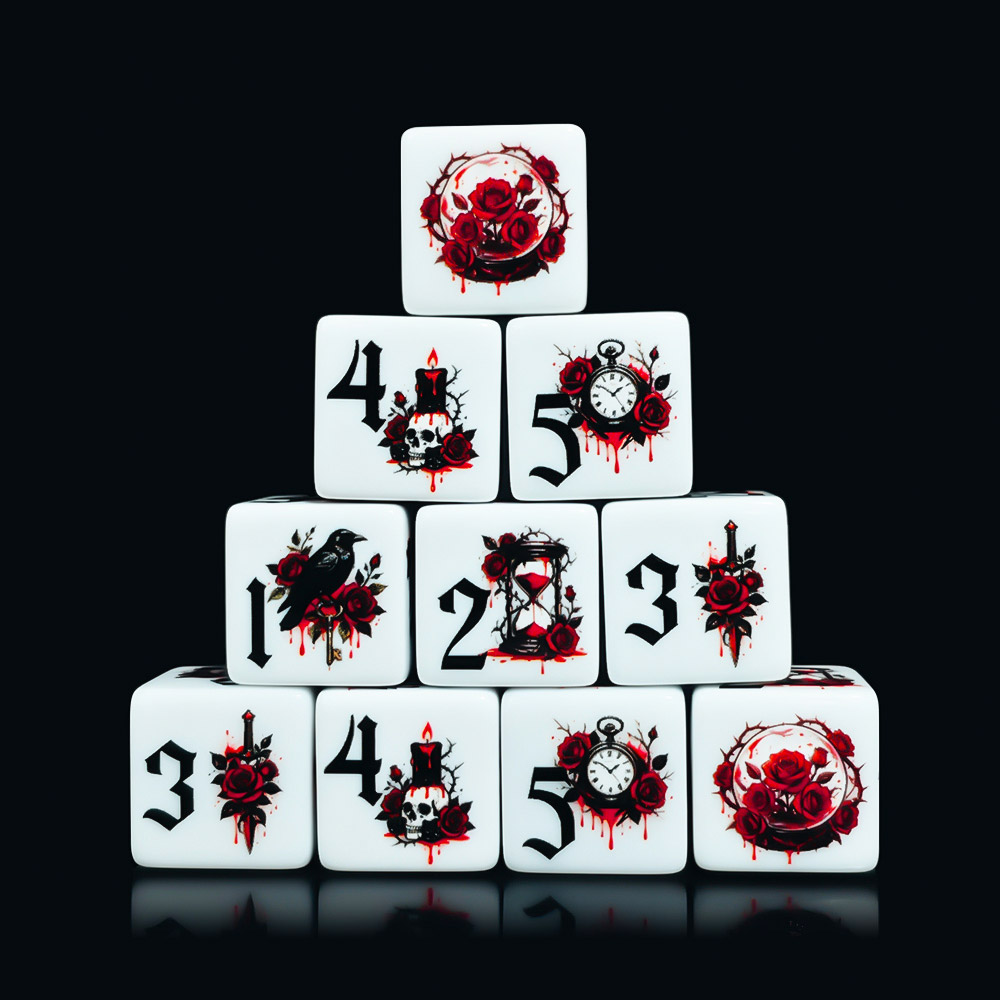 12Pcs Gothic Rose 16MM Printed - Board Game Print 评论和价格