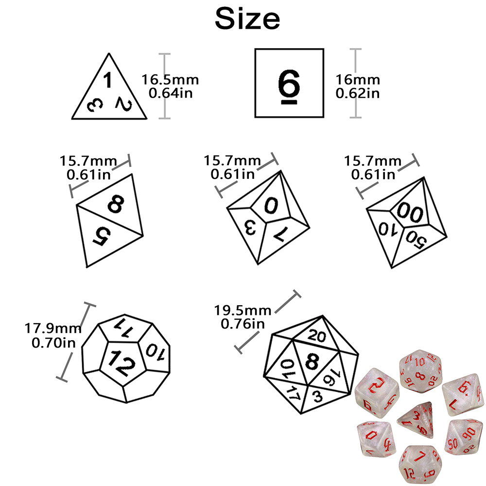 Glitter Polyhedral Dice Set 7p - Board Game Font 评论和价格