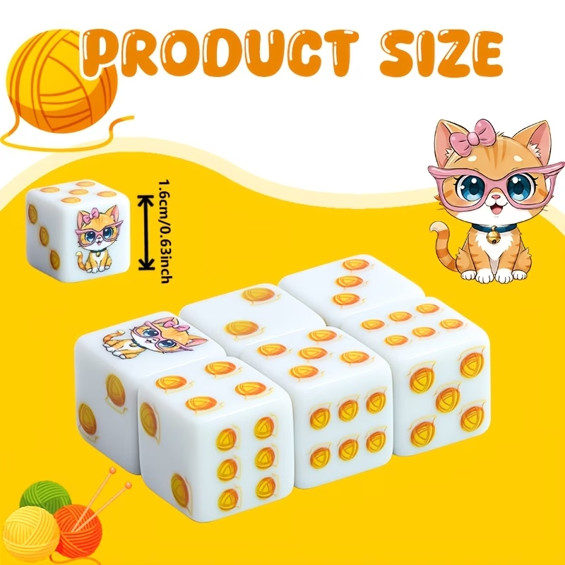 6Pcs Cat Paw Print Polyhedral  - Board Game Print 评论和价格