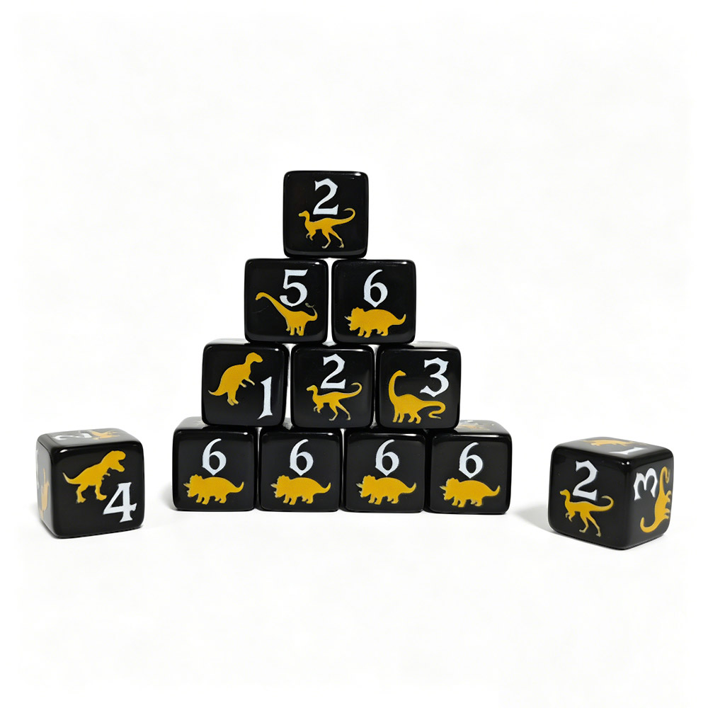 12PCS Black & Yellow Dinosaur  - Board Game Print 评论和价格