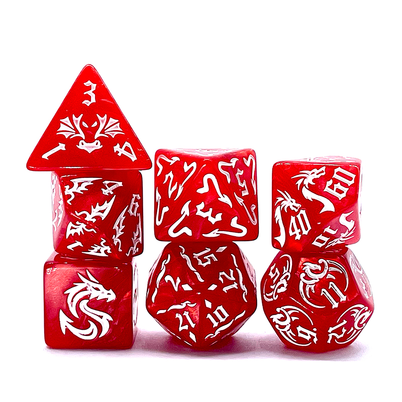 7 Pcs of New Red Colors Dice P - Board Game Font 评论和价格