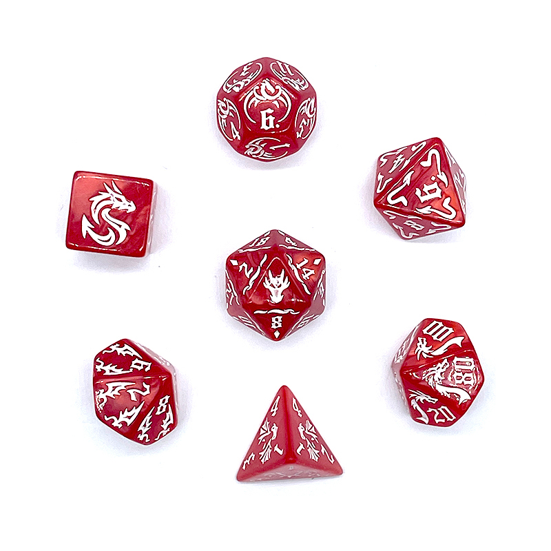 7 Pcs of New Red Colors Dice P - Board Game Font 评论和价格