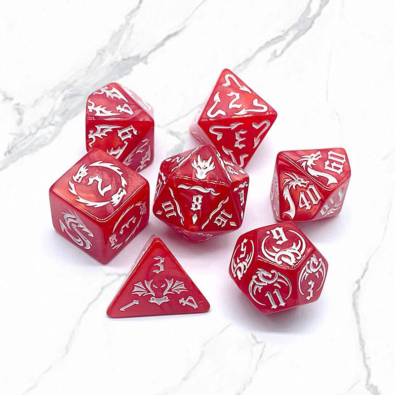 7 Pcs of New Red Colors Dice P - Board Game Font 评论和价格